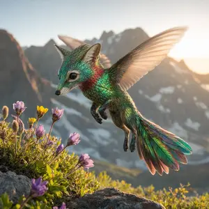 Arctic fox + Hummingbird